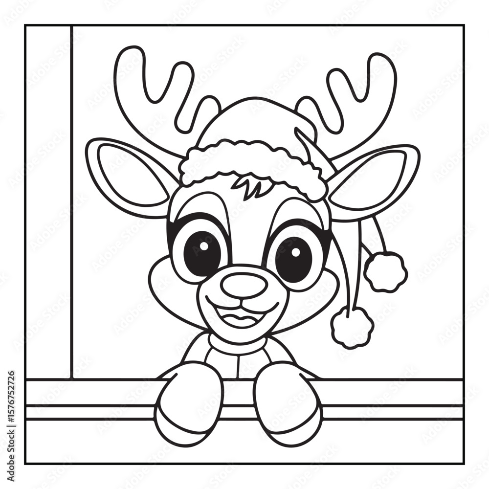 Obraz premium Christmas Coloring Book Pages, Kids, Adults, Teens, Black and white Drawing, Line Art, Vector Illustration, bold and easy, Coloring book, Coloring Pages, Printable Designs