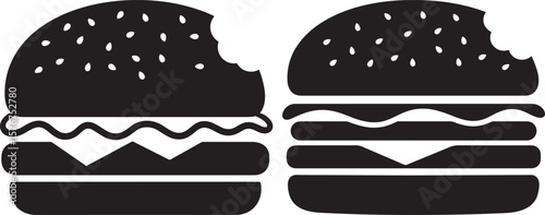 Classic hamburger icon with toppings silhouette