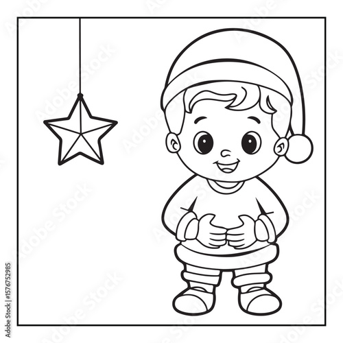 Christmas Coloring Book Pages, Kids, Adults, Teens, Black and white Drawing, Line Art, Vector Illustration, bold and easy, Coloring book, Coloring Pages, Printable Designs