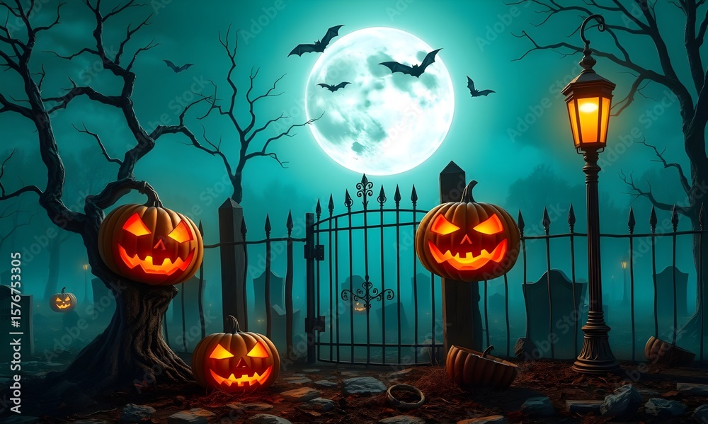 Fototapeta premium halloween background with pumpkins