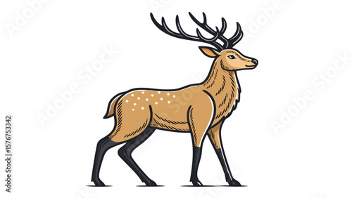Deer Silhouette – Bold Line Art Vector Illustration