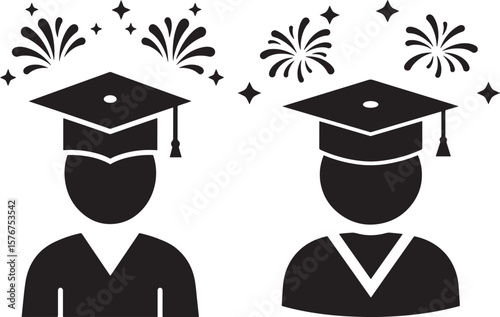 Person wearing a graduation cap silhouette for educational banners