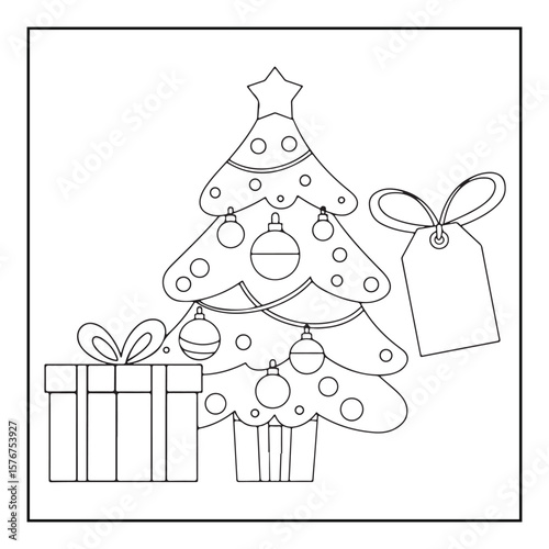 Christmas Coloring Book Pages, Kids, Adults, Teens, Black and white Drawing, Line Art, Vector Illustration, bold and easy, Coloring book, Coloring Pages, Printable Designs