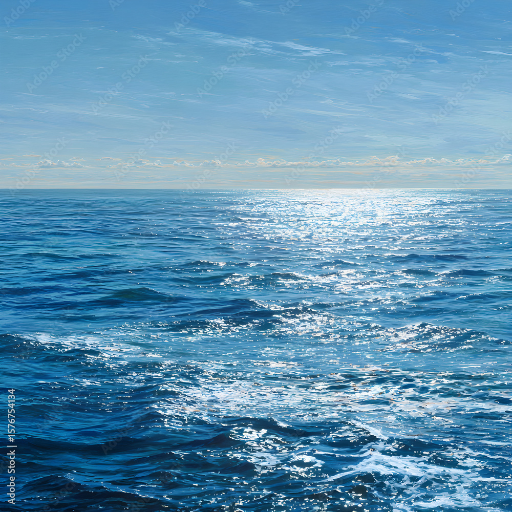 Fototapeta premium Eternal Blue: The Infinite Serenity and Power of the Vast Ocean Landscape