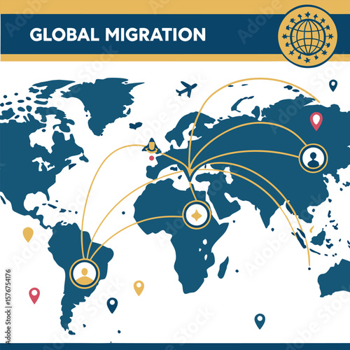 world map global migration people travel concept