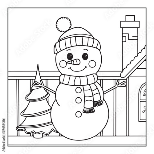 Christmas Coloring Book Pages, Kids, Adults, Teens, Black and white Drawing, Line Art, Vector Illustration, bold and easy, Coloring book, Coloring Pages, Printable Designs