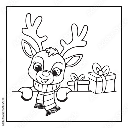 Christmas Coloring Book Pages, Kids, Adults, Teens, Black and white Drawing, Line Art, Vector Illustration, bold and easy, Coloring book, Coloring Pages, Printable Designs