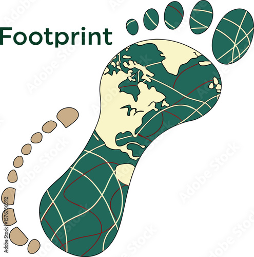 footprint world map silhouette vector illustration design
