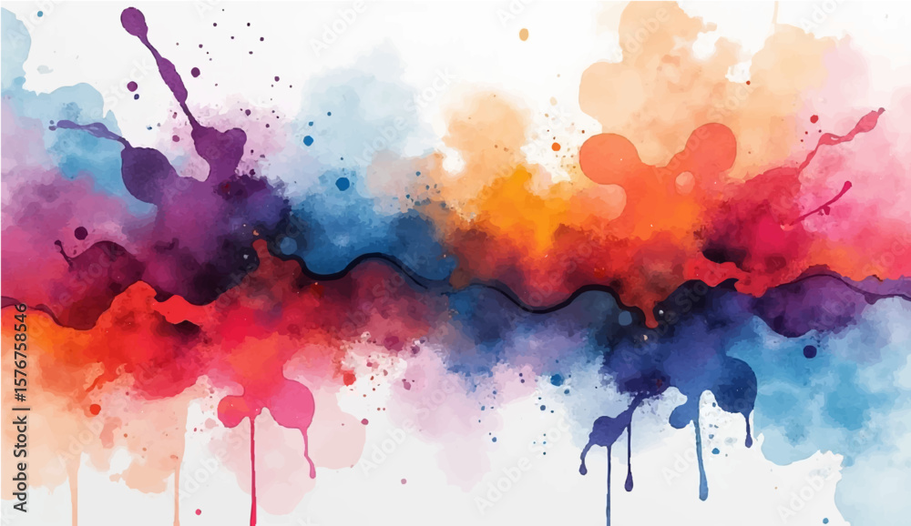 Fototapeta premium Colorful abstract watercolor background with paint splashes and artistic texture