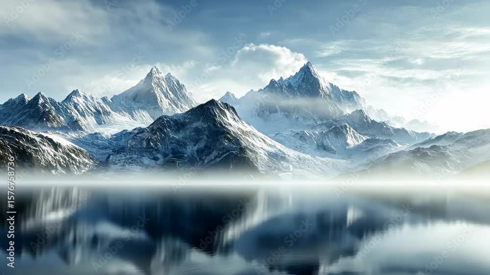 custom made wallpaper toronto digitalMajestic snow-capped mountains reflected in a serene lake under a clear blue sky