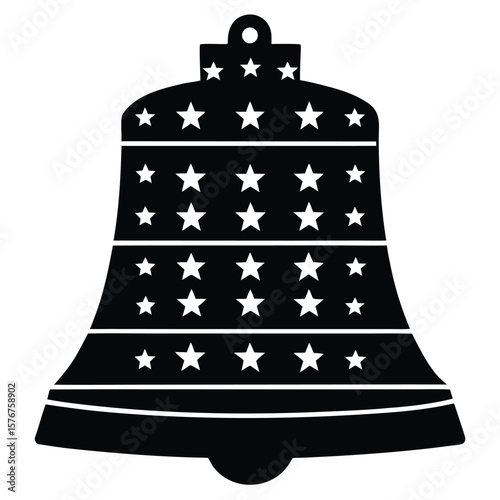 Black bell silhouette with white stars vector