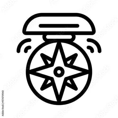 military compass line icon
