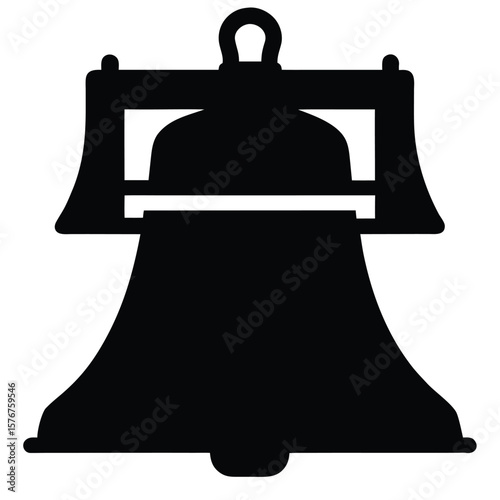 Liberty Bell silhouette black white vector
