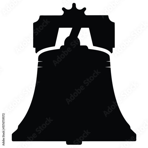 Liberty bell silhouette black white