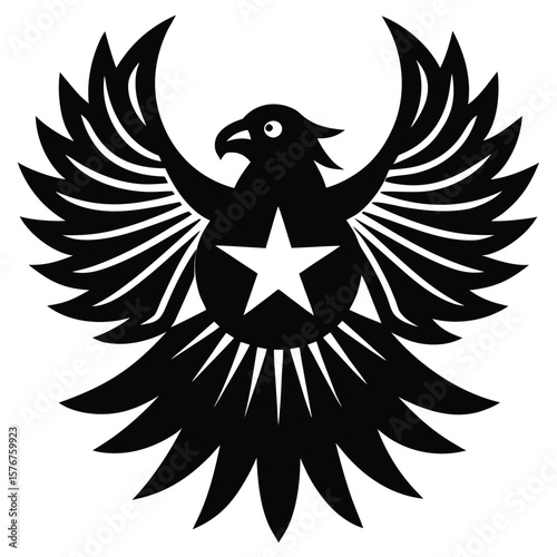 Stylized eagle with star emblem bird silhouette