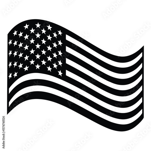 Waving American Flag Silhouette stars stripes