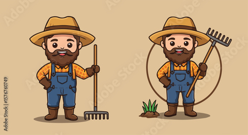 Cartoon Lumberjack or Woodcutter Holding an Axe