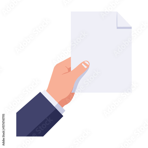 Hand in Business Suit Holding a Blank Document