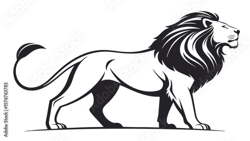 Lion Silhouette – Bold Line Art Vector Illustration