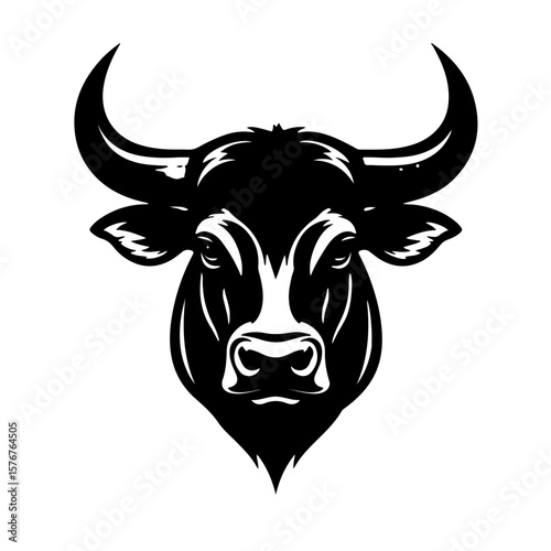 Bull head illustration in black and white
