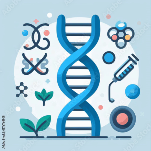 DNA strand icon in flat vector style