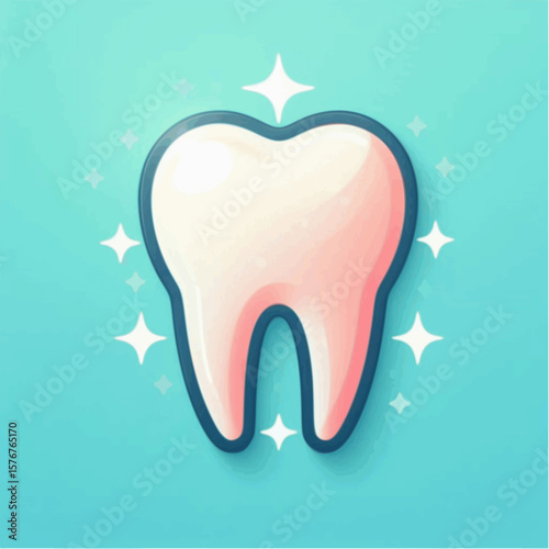 Tooth icon with sparkle for dental care