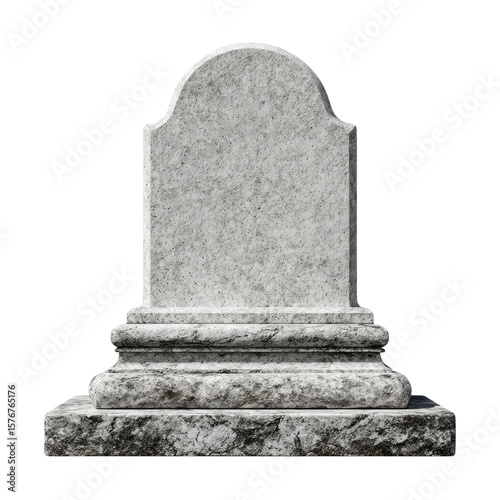 Blank Granite Tombstone isolated on transparent white background, clipping path