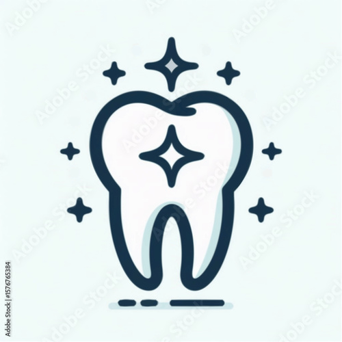 Tooth icon with sparkle for dental care