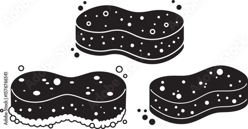 Whimsical sponge with white polka dots silhouette design