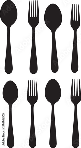 Classic spoon and fork utensil silhouette for culinary designs