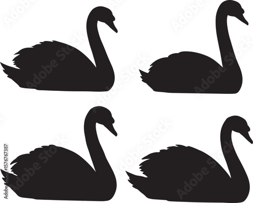 Elegant swan in profile silhouette design for artistic projects