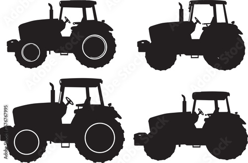 Classic farm tractor silhouette for agricultural and rural themes