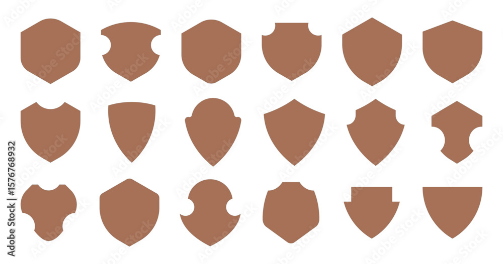 Fototapeta premium Shield icons set. Protect shield security line icons. Security, football patches isolated on white background. Badge quality symbol, sign, logo or emblem. Vector illustration.