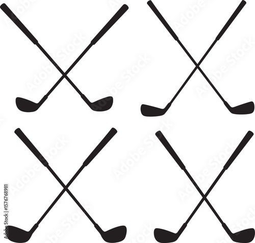 Two crossed golf clubs silhouette for sports and leisure