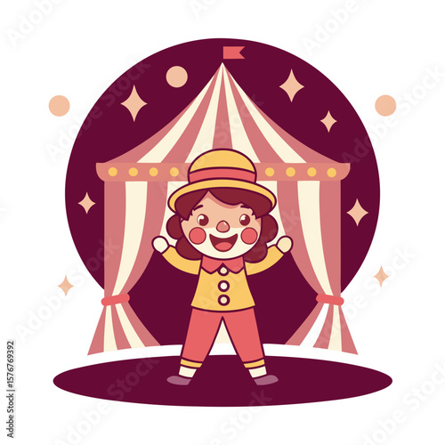 Dancing Female Clown on Stage — Circus Character in Motion