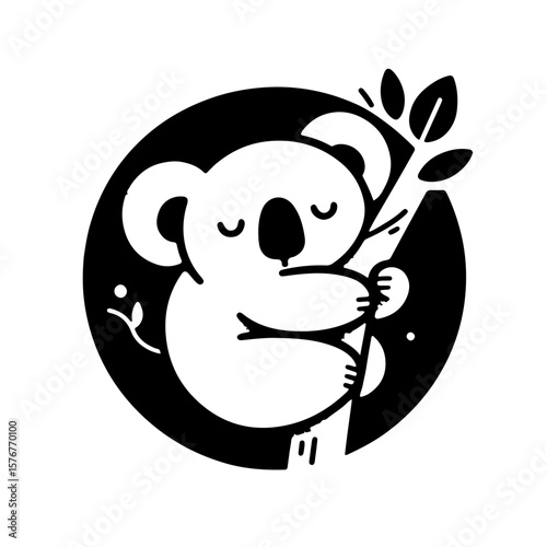 Simple Koala Clinging to Tree