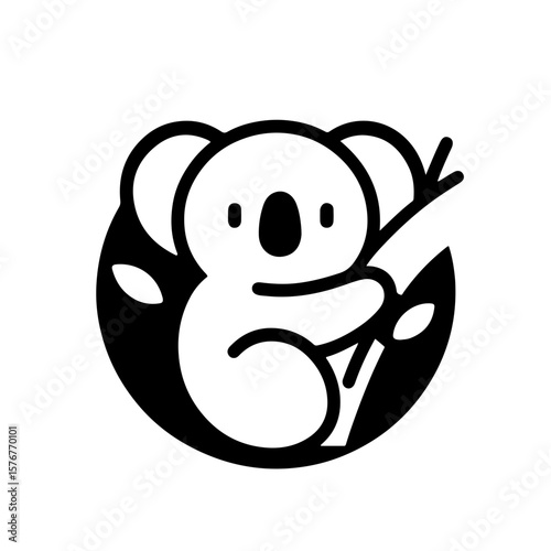 Simple Koala Clinging to Tree