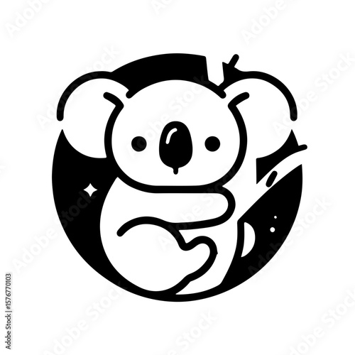 Simple Koala Clinging to Tree