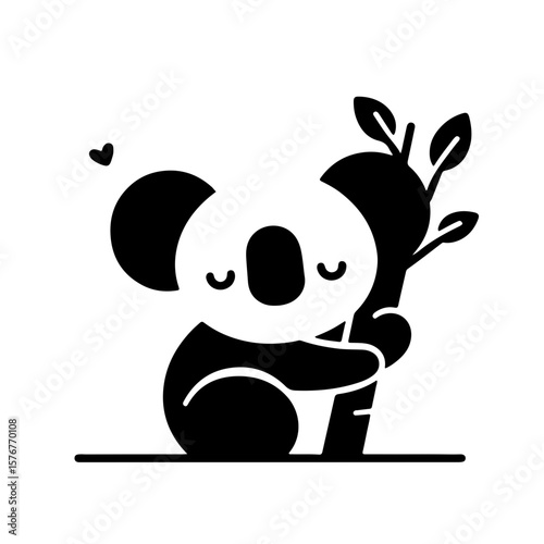 Simple Koala Clinging to Tree