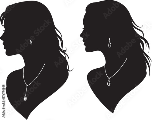 Elegant woman s profile silhouette design
