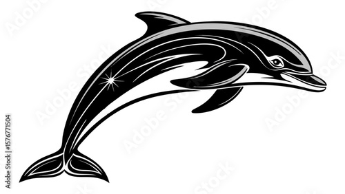 Dolphin Silhouette – Bold Line Art Vector Illustration