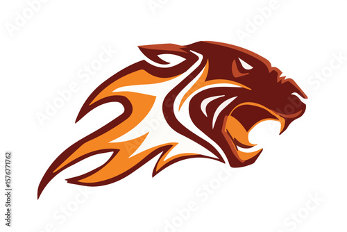 Tribal animal head vector illustration with a focus on wild lion and tiger designs, perfect for a striking tattoo or logo.