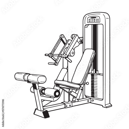 Detailed vector illustration of a modern gym weight machine for strength training and fitness