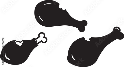 Cooked chicken leg food icon silhouette