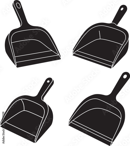 Simple black dustpan silhouette for cleaning and household tasks