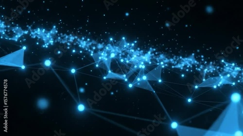 Abstract Network Blue Connections and Nodes. Seamless Loop, 4K.