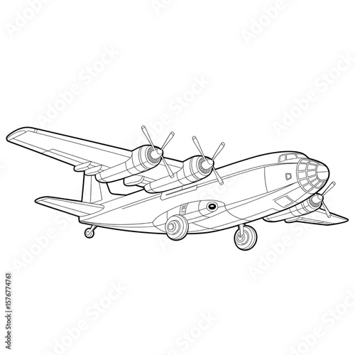 cargo plane illustration vector style coloring page 