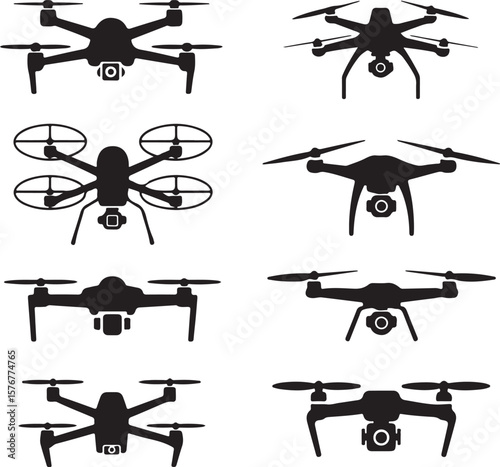 Modern Drone Silhouette

QuadCopter Flying Silhouette

Aerial Drone Vector Design

Remote Control Drone Illustration

Drone Photography Silhouette
