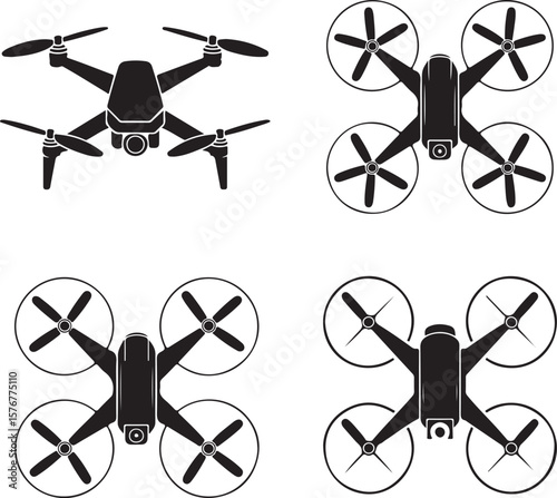 Modern Drone Silhouette

QuadCopter Flying Silhouette

Aerial Drone Vector Design

Remote Control Drone Illustration

Drone Photography Silhouette
