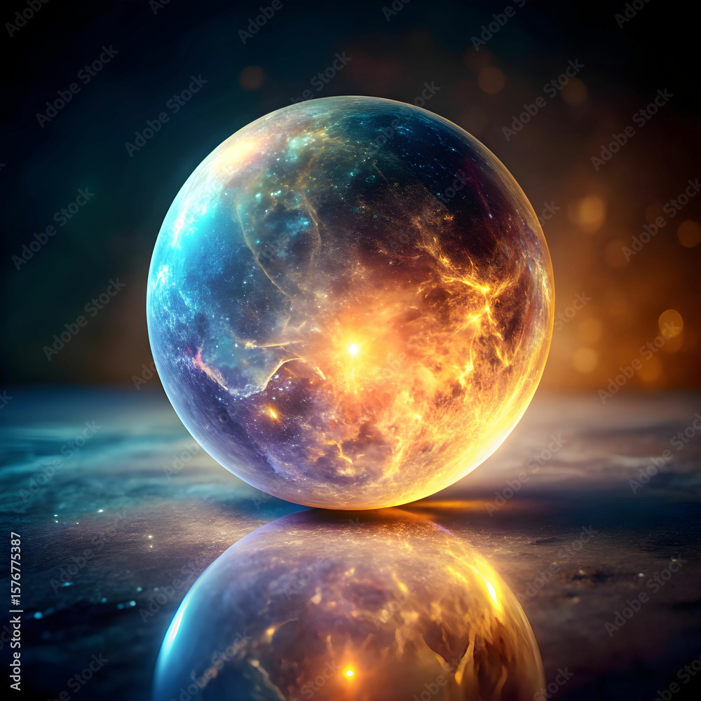 Fototapeta premium Glowing earth on beautiful background